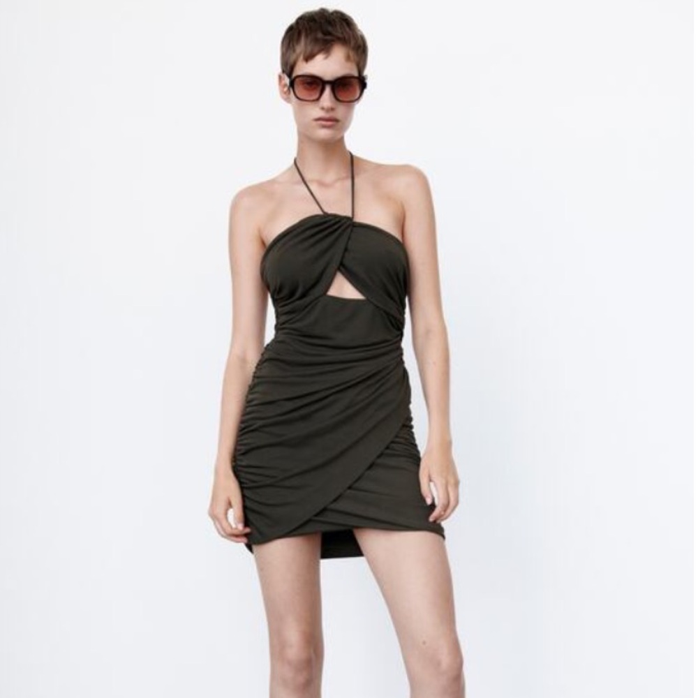 Dark green Zara Sexy Mini Dress